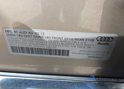 2012 Audi A8 L 4.2 из США, поврежденный, VIN WAURVAFD6CN030715